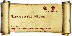 Mindszenti Milos névjegykártya